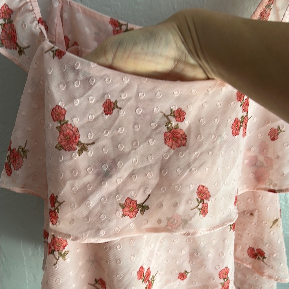 Delicate Pink Floral Ruffle Top - Picture 5 of 6